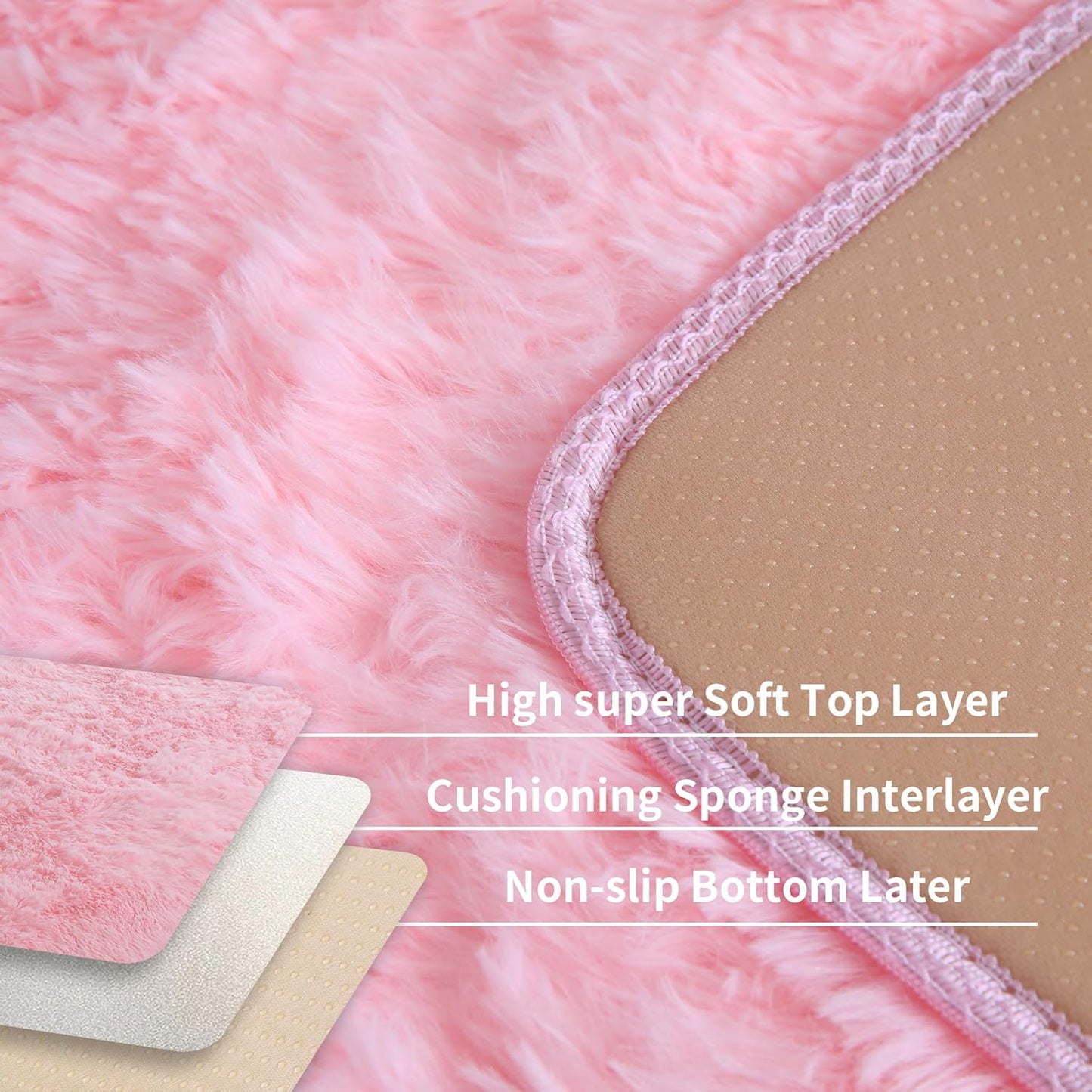 Pink Fluffy 4x6 Area Rugs for Bedroom Girls
