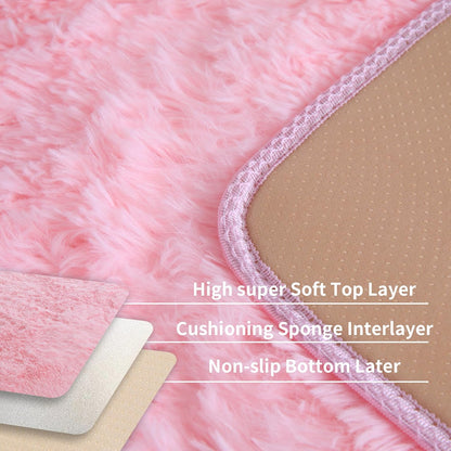 Pink Fluffy 4x6 Area Rugs for Bedroom Girls