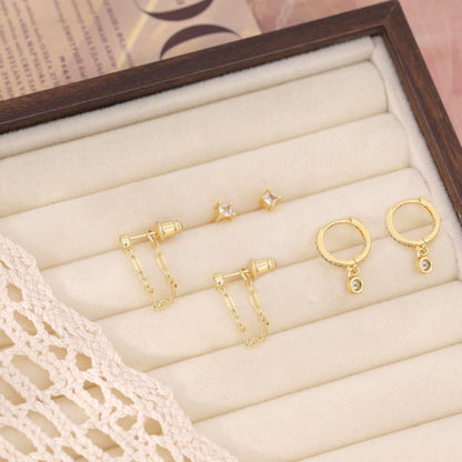 Gold Earrings For Women, Dainty Huggie Earrings Stack 14K Gold Plated Pearl Dangle Earrings for Women Trendy Cute Hypoallergenic Unique Gold Earring Stack Fashion Gold Jewelry Gifts