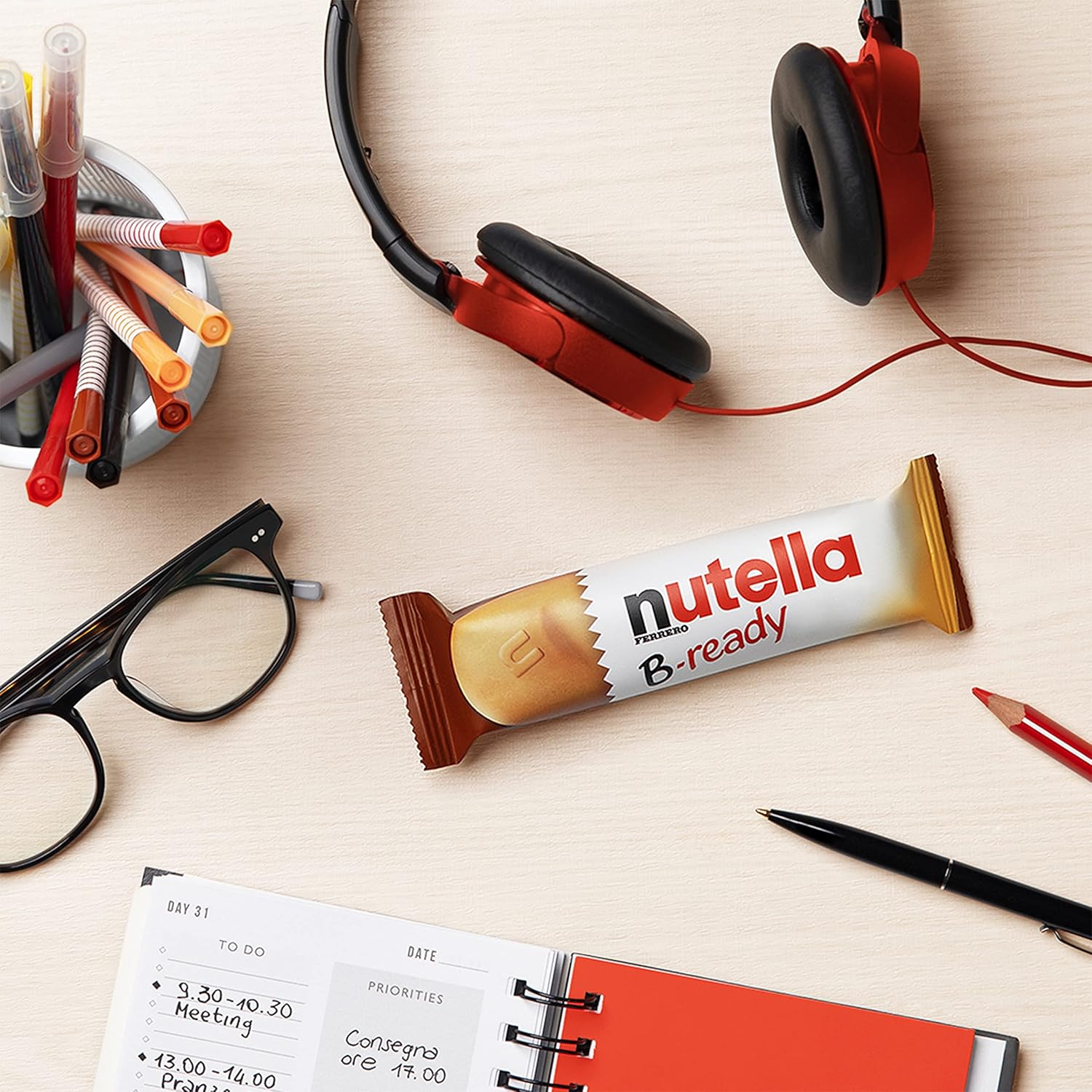 NUTELLA B-READY; Snack Bars; Crunchy Wafer Filled With Delicious NUTELLA; 15 bars pack; 330g