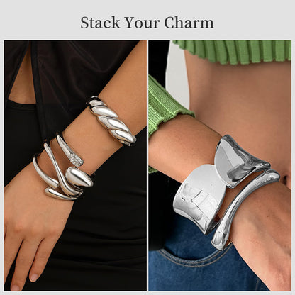 PEALICIOUS 2 STÜCK Gold Armmanschette für Damen, Arm Cuff Gold Minimalistisches Oberarmarmband für Mädchen, Stapelbare Armbandmanschetten, Verstellbare Armreifen Offen als Boho Valentinstag Schmuck Strand Sommer Geschenke