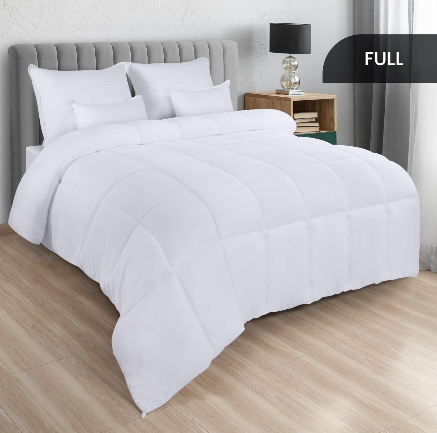 Utopia Bedding Steppbetten Queen-Größe, Ganzjahres-Bettdeckeneinlage, Daunenalternative Box-gesteppte Bettdecke mit Ecklaschen, Maschinenwaschbar (Weiß)