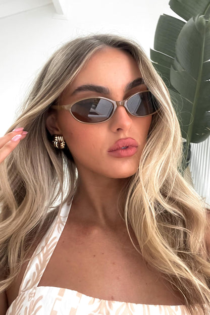 GUVIVI Retro Ovale Sonnenbrille für Damen Chic Cat Eye 90er Jahre Sonnenbrille Leichte Schmale Sonnenbrille Trendiger UV-Schutz Sonnenbrille