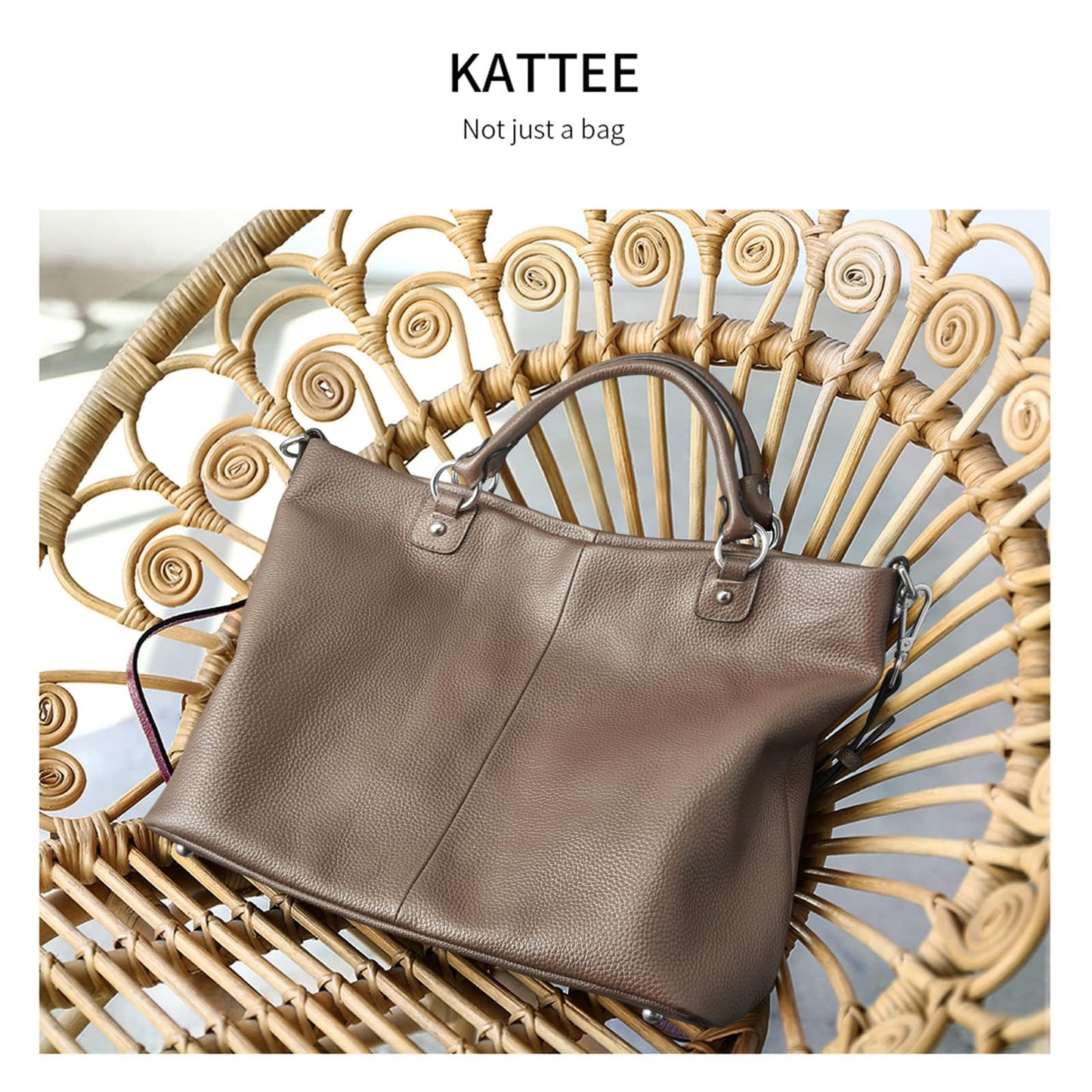 Kattee Damen Weiche Echtleder Tragetasche Schultertasche Handtasche