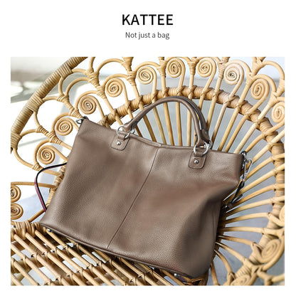 Kattee Damen Weiche Echtleder Tragetasche Schultertasche Handtasche