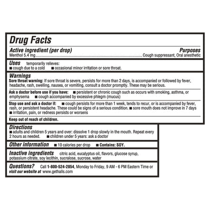 Halls Cough and Throat Relief Mentho-Lyptus Cough Drops, 12 Bags of 30 (360 Total Drops)