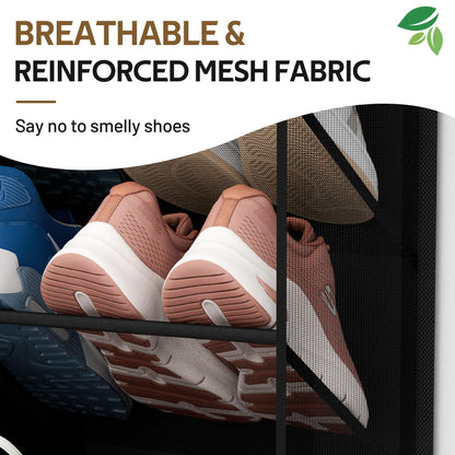 MISSLO 30 Pairs Over the Door Shoe Organizer Breathable Mesh Hanging Shoe Rack for Closet Storage with Wide Deep Pockets 10 Tier Shoes Holder Fit All the Family's Sneakers, Boots, Heels (White, 71")