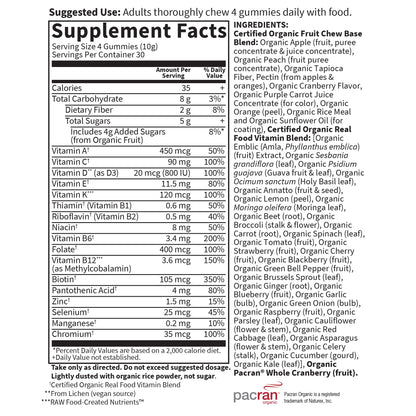 Garden of Life Organics Women's Gummy Vitamins - Berry - Certified Organic, Non-GMO, Vegan, Kosher Complete Multi - Methyl B12, C & D3 - Gluten, Soy & Dairy Free, 120 Real Fruit Gummies (Pack of 6)