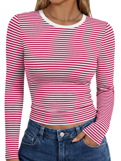Trendy Queen Womens Long Sleeve T Shirts Fall Fashion Basic Y2K Tops 2026