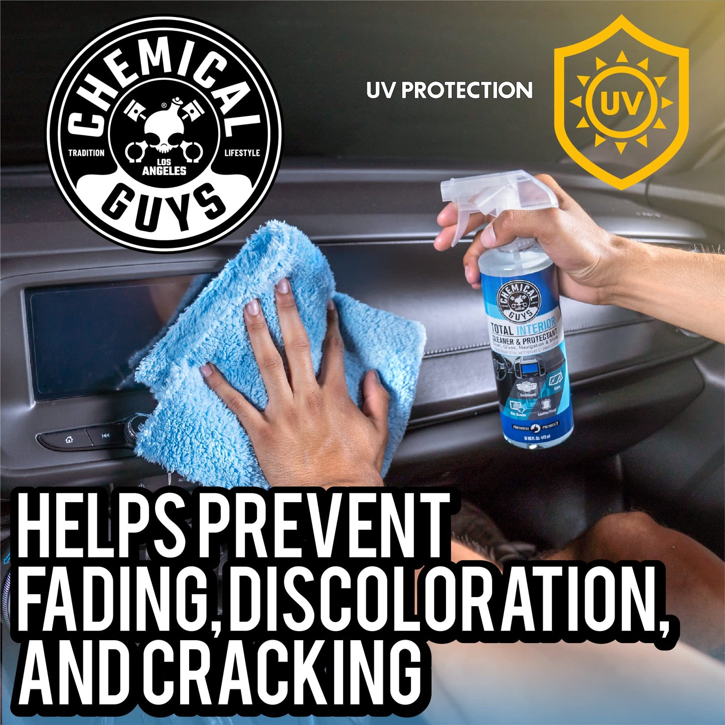 Chemical Guys Total Interior Reiniger & Protector, sicher für Autos, LKWs, SUVs, Motorräder, Wohnmobile & mehr, 473 ml (2er-Pack), Frischer Duft