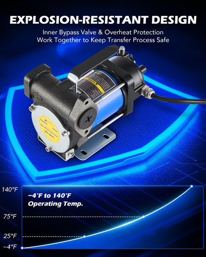 Orion Motor Tech Electric Fuel Transfer Pump with Auto-Shutoff, 3.2GPM Gas Can Pump, 51" Hose, USB-C & AA Battery (NO BATTERIES INCLUDED) Powered, 4 Adapters for Gasoline, Diesel, Kerosene, Blue