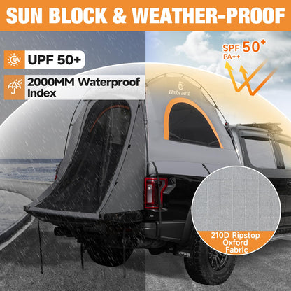 Truck Bed Tent 5.5-6ft: Easy Set Up Umburato Pickup Truck Tents for Camping, Waterproof PU3000mm Canopy for Truck Camper, Portable, Spacious for 2 Person Green