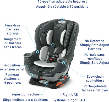 Graco Extend2Fit Kindersitz, 2-in-1 vorwärts- und rückwärtsgerichteter Babysitz, 1,8-30 kg (4-65 lb), Carter