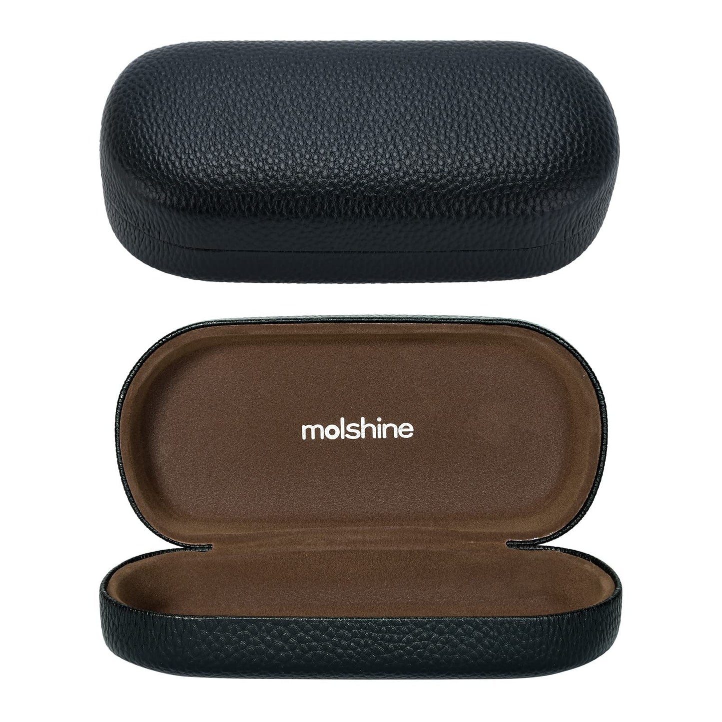 molshine Hard Shell Leather Sunglasses Case,Classic Large Glasses Case for Women Men,Sunglass Eyeglasses (Black)