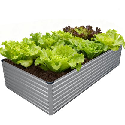 DIIYIV Galvanized Raised Garden Bed Kit Outdoor Patio,6x3x2ft Large Rectangular Metal Planter Boxes,Deep Root Box Planter for Gardening,Vegetables,Flowers,Herbs-Silver