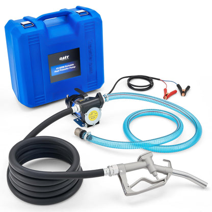 Orion Motor Tech Electric Fuel Transfer Pump with Auto-Shutoff, 3.2GPM Gas Can Pump, 51" Hose, USB-C & AA Battery (NO BATTERIES INCLUDED) Powered, 4 Adapters for Gasoline, Diesel, Kerosene, Blue