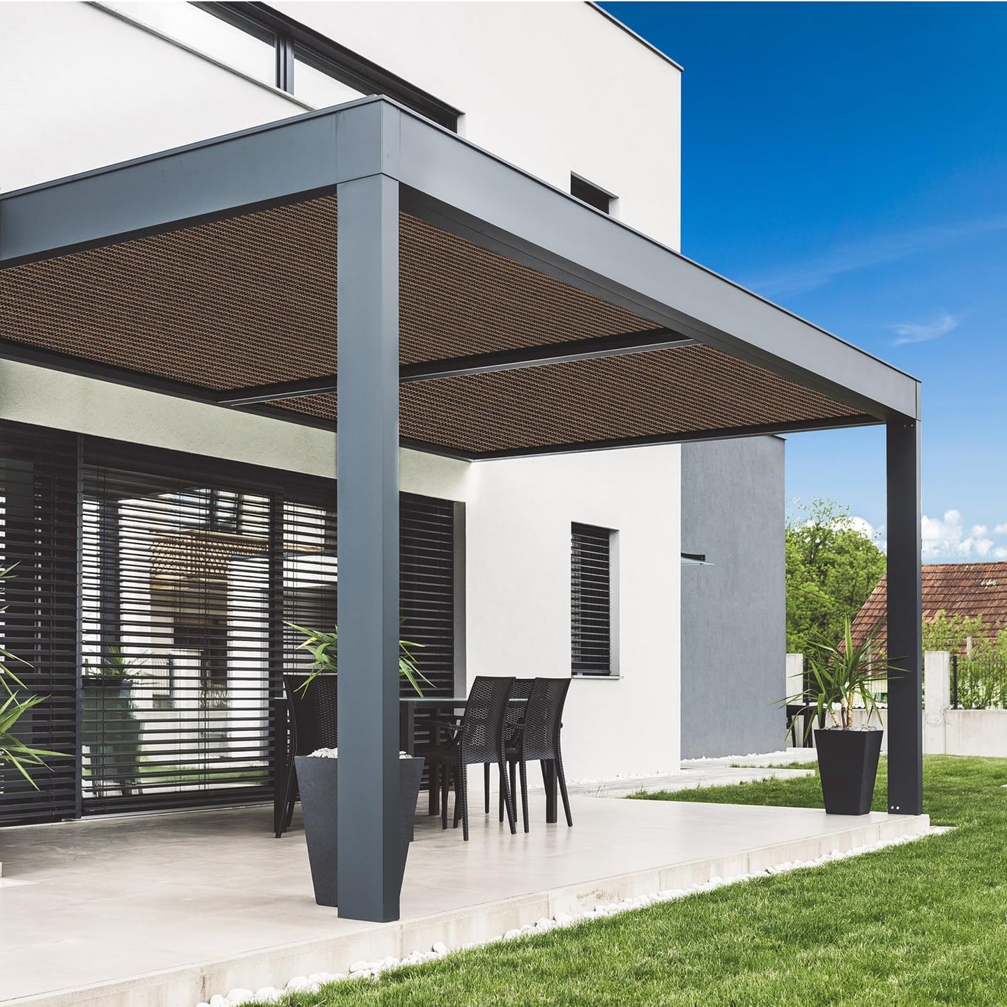VICLLAX 90% Shade Fabric Sun Shade Cloth with Reinforced Grommets, Outdoor Sun Screen Fabric for Outdoor Patio Garden Pergola Cover Canopy 6x8 FT, Mocha