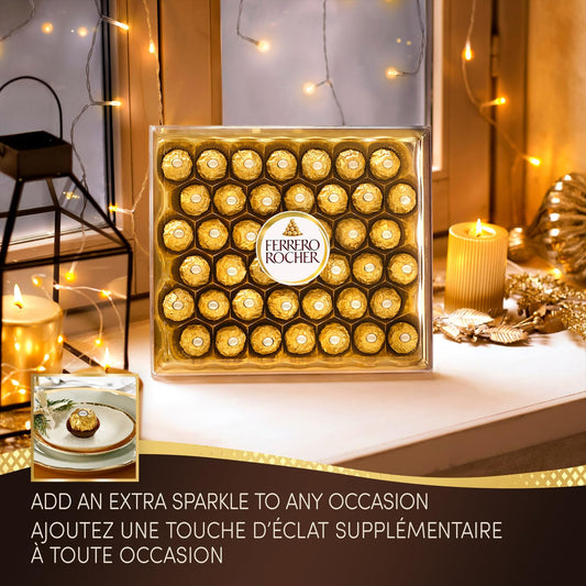 FERRERO ROCHER Fine Hazelnut Milk Chocolate Gift Box, 48 Count, Ideal Hostess Gift, 600g