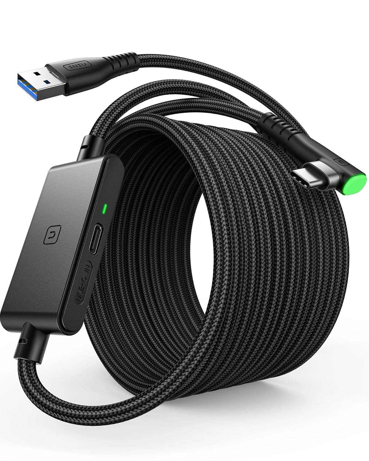 INIU VR Link Cable with Separate Charging Port, 16FT High Speed Data Transfer & Charging Cable, USB to USB C Charger Cord for Virtual Reality Headset, Meta Oculus Quest 3s 3 2 Pro, Pico 4 Steam PC VR