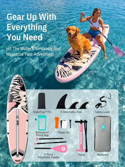 Niphean Inflatable Stand Up Paddle Board with SUP Accessories, Anti-Slip EVA Deck, 10’6’’ Inflatable Paddle Boards for Adults & Youth of All Skill Levels