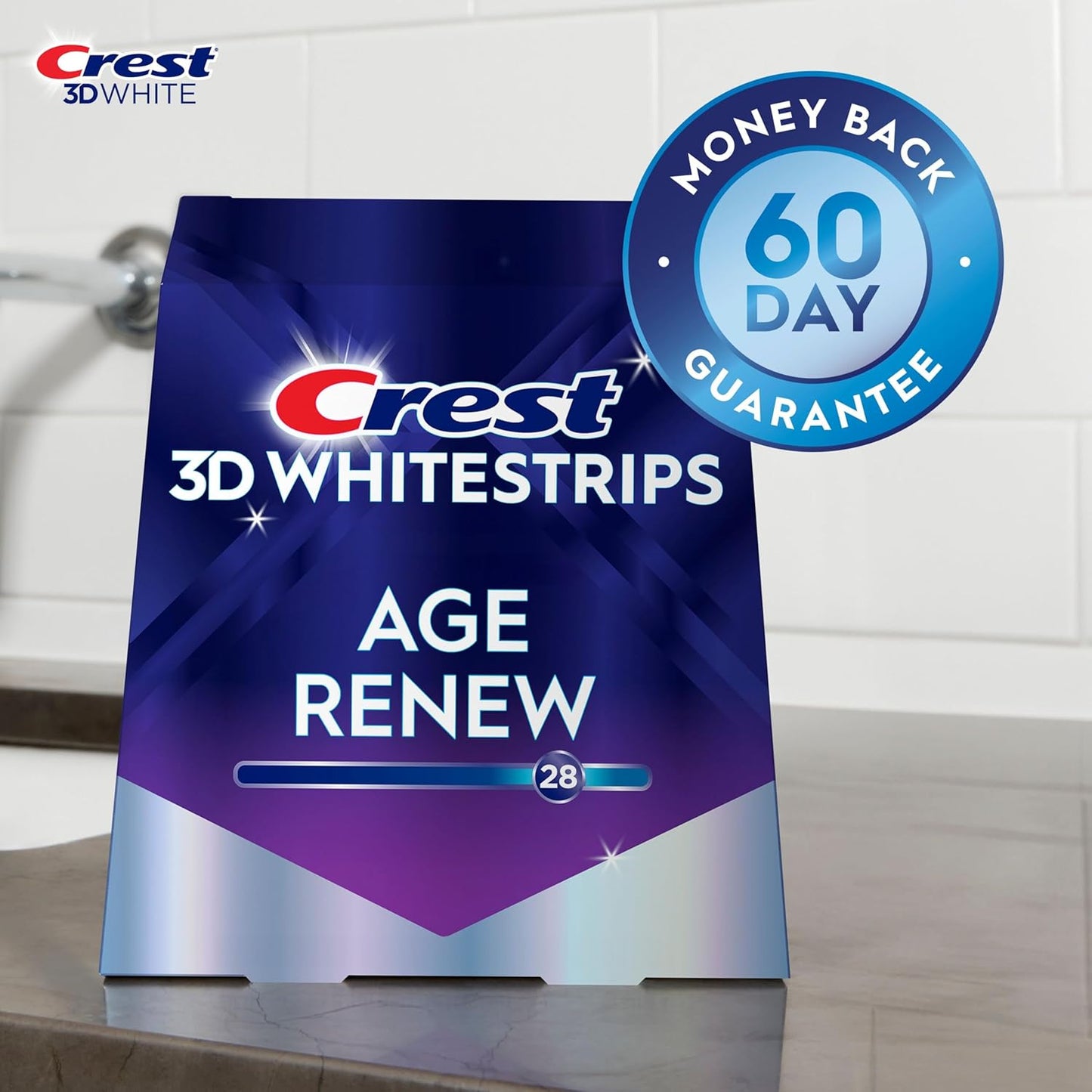 Crest 3D Whitestrips Age Renew Zahnaufhellungs-Kit für zu Hause, 21 Anwendungen, 28 Stufen weißere Zähne