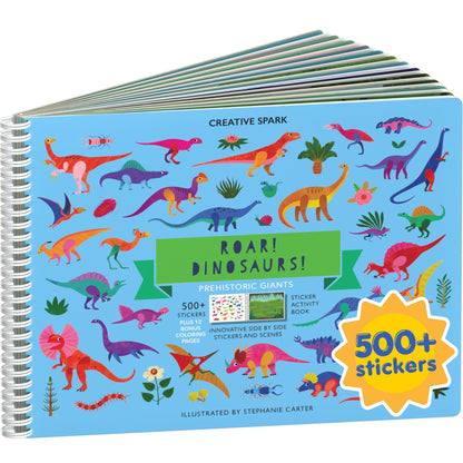CUPKIN Animals Habitat 500+ Kids Sticker Book Toddler Airplane Travel Activity Coloring and Sticker Book, Road Trip Essentials, 12 Coloring Pages + 12 Scenes for Ages 2–8 Years