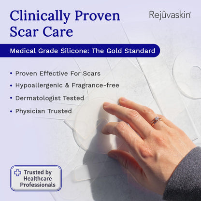 Rejuvaskin Scar Heal Kit for Breast Scars, Soften, Flatten, Reduce and Recover, Silicone Sheeting, RejuvaSil Gel & Medical Tape, Breast Anchor Pair