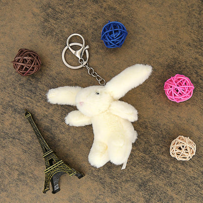 Niedlicher Hasen-Plüsch-Schlüsselanhänger für Handtasche, 3,5 Zoll Mini-Kaninchen-Schlüsselanhänger für Rucksack, Handtaschen-Anhänger, Geschenk für Mädchen und Frauen