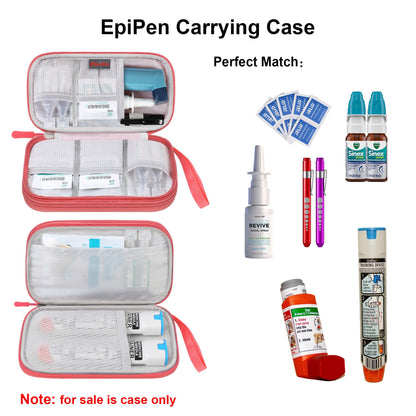 Elonbo Kit Bag, EpiPen Carrying Case, Travel Medicine Kit for 2 Epi Pens or Auvi Q, Asthma Inhaler, Nasal Spray, Allergy Meds, Diabetic Supplies, Ventolin Inhaler Organize Holder Case, Black