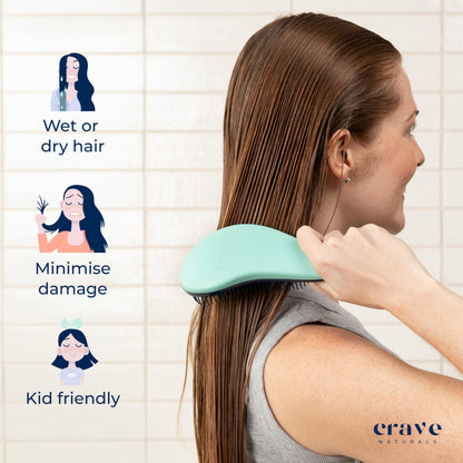 Crave Naturals Glide Thru Entwirrbürste für Erwachsene und Kinder. Entwirrbürste für natürliches, lockiges, glattes, nasses oder trockenes Haar. Haarbürsten für Frauen. Stylingbürste (Blau)