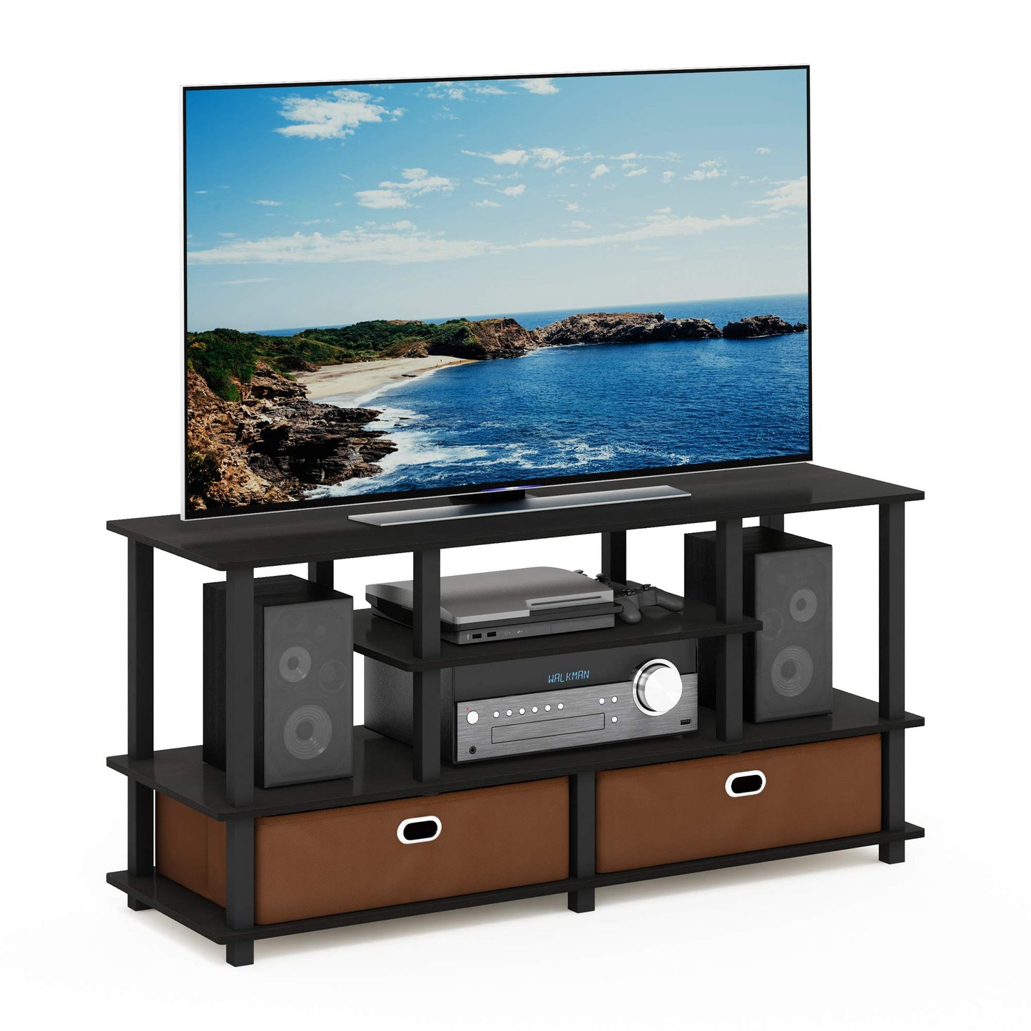 Furinno TOMI TV Stand, 5-Cube Entertainment Center with Open Shelf, Reversible TV Console, for Living Room, Bedroom, Home Office, Green
