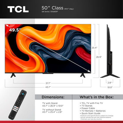 TCL 43-Inch Q6 QLED 4K UHD Smart TV with Fire TV (43Q651F, 2025 Model) Dolby Vision, HDR PRO+, Dolby Atmos, Alexa Built-in with Voice Remote, Apple AirPlay 2 Compatibility, Streaming Television