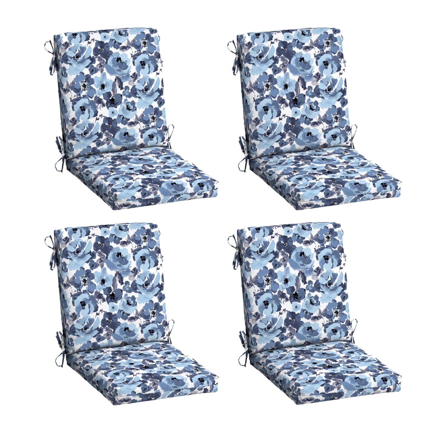 Arden 2-Pack Outdoor Patio Dining Chair Cushion, 20x44, Rain-Proof Seat Pad, Fade-Resistant Outdoor Cushion Black Cabana Stripe