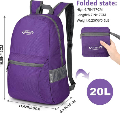 G4Free 20L Lightweight Packable Backpack Foldable Travel Hiking Daypack for Men and Women