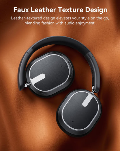 Hybrid Active Noise Cancelling Headphones, 120H Playtime Bluetooth Over Ear Headphones, Bluetooth 6.0 Wireless Headset with Display, 6 ENC Mic, Hi-Res Audio, Transparency Mode for Travel Game Black