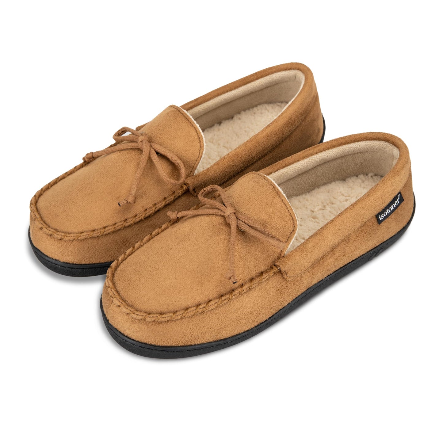 isotoner Men's Slip-on Indoor/Outdoor Microsuede Memory Foam Comfort Moccasin Slippers