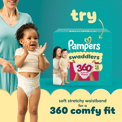 Pampers Swaddlers Disposable Baby Diapers Size 1, One Month Supply (198 Count) with Sensitive Water Based Baby Wipes 6X Pop-Top Packs (336 Count)