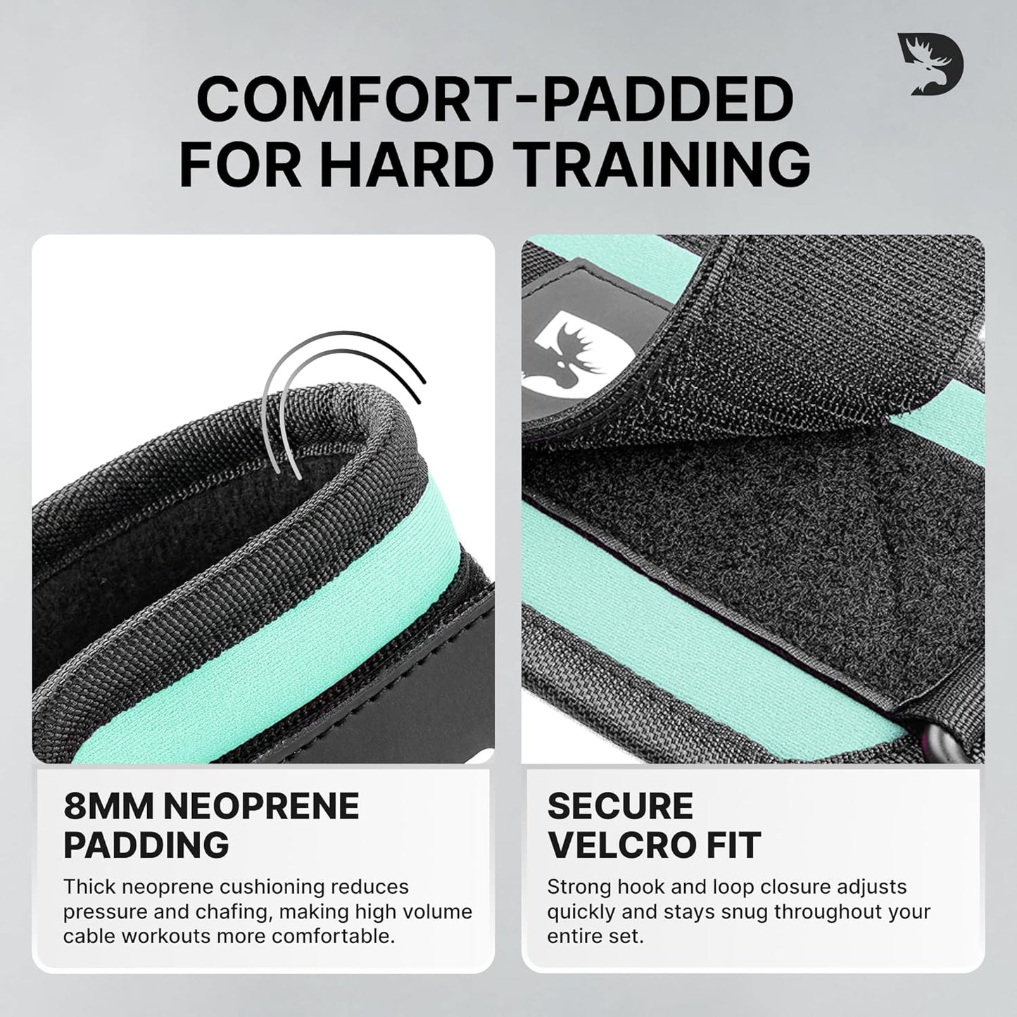 DMoose Ankle Strap for Cable Machine - One Size Fit with Premium Padding, Workout Kickback Ankle Cuffs, Ankle Bands for Working Out, Booty Workouts, Leg Extension, Hip Abductors & Lower Body Exercises