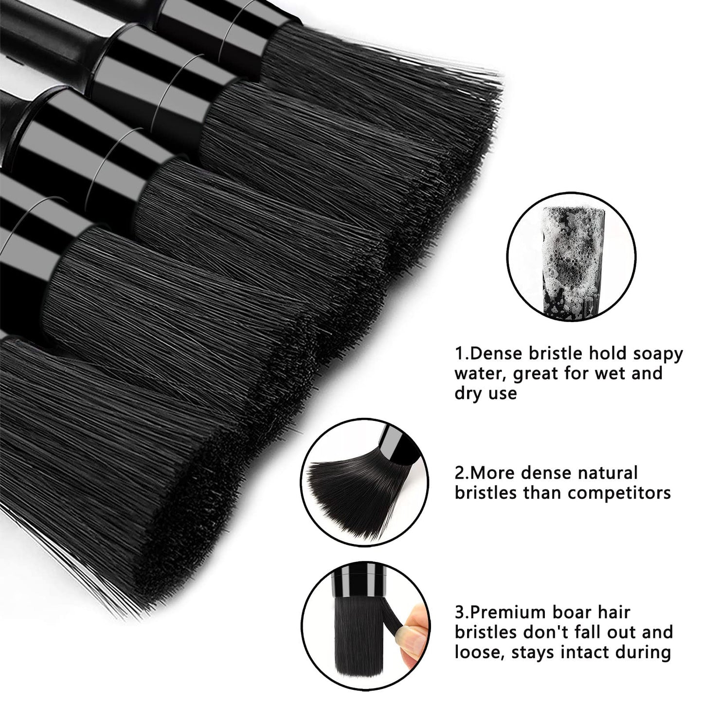 10pcs Auto Car Detailing Brush Set Car Interior Cleaning Kit Includes 5 Boar Hair Detail Brush,3 Wire Brush, 2 Air Vent Brush for Cleaning Interior Exterior, Dashboard Engines Leather Wheel