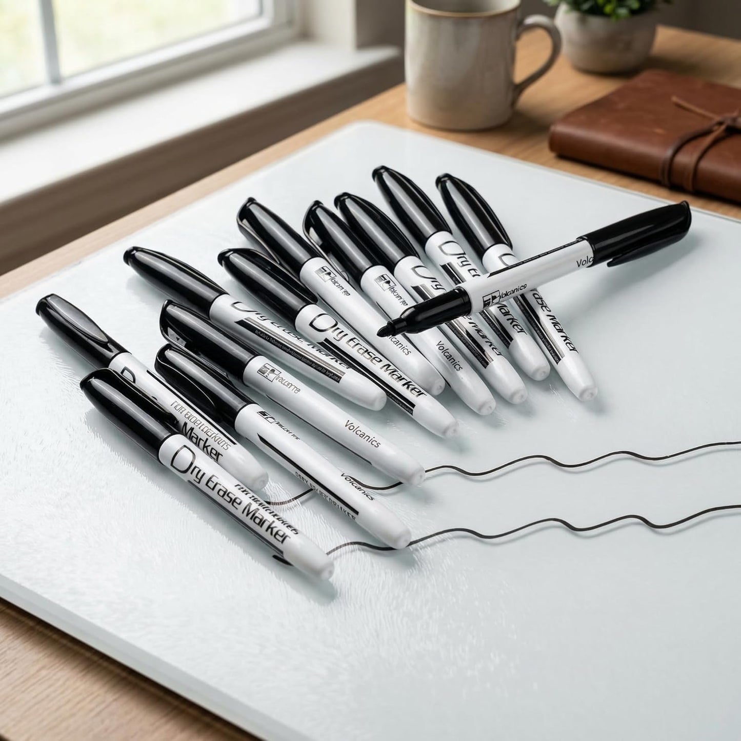 Dry Erase Markers Low Odor Fine Whiteboard Markers Thin Box of 12，10 Colors