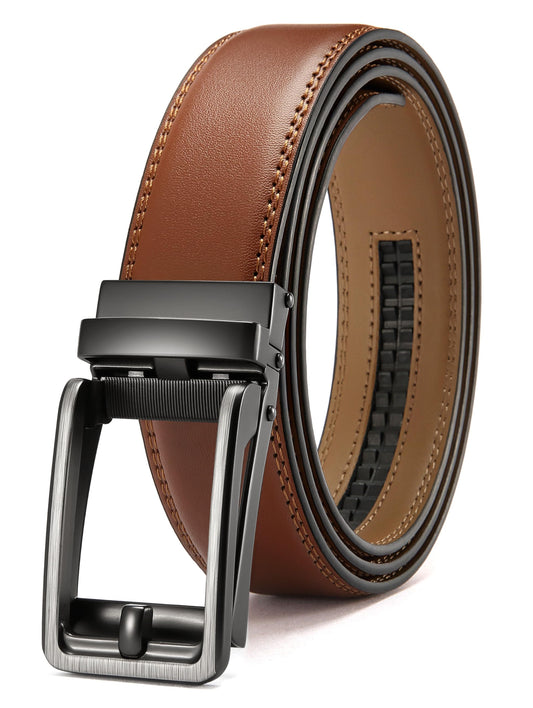 CHAOREN Men's Casual Leather Belt - Brown Belt for Jeans 1 3/8" - Ideal for Everyday Wear