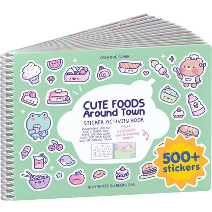 CUPKIN Animals Habitat 500+ Kids Sticker Book Toddler Airplane Travel Activity Coloring and Sticker Book, Road Trip Essentials, 12 Coloring Pages + 12 Scenes for Ages 2–8 Years