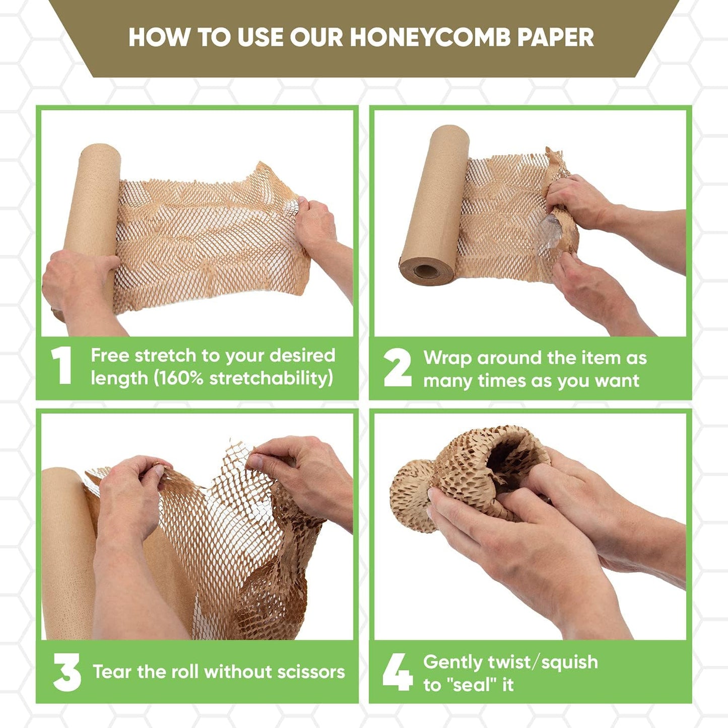 30,5cm x 30,5m Wabenpolsterpapier, Umzugszubehör. Umweltfreundliche Luftpolsterfolie zum Verpacken zerbrechlicher Gegenstände. Packpapier für Umzüge. Versandmaterial aus Kraftpapier.