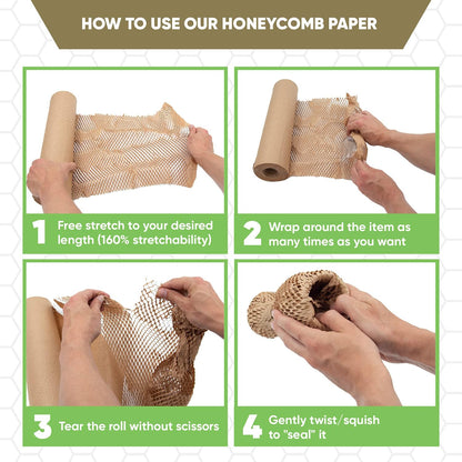 30,5cm x 30,5m Wabenpolsterpapier, Umzugszubehör. Umweltfreundliche Luftpolsterfolie zum Verpacken zerbrechlicher Gegenstände. Packpapier für Umzüge. Versandmaterial aus Kraftpapier.