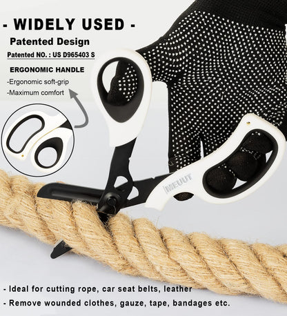 MEUUT 2 Pack Medical Scissors Trauma Shears for Left and Right Hand -Patented Bandage Scissors All Purpose with Non-Stick Blades, Surgical Grade Shears Stainless Steel EMT Scissors for Nurses EMT