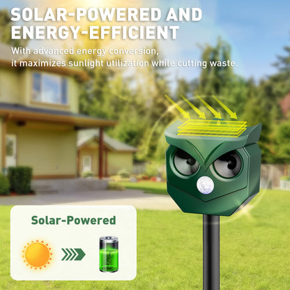 4 Pack Ultrasonic Animal Repeller with LED Strobe Lights - Outdoor Solar Powered for Squirrels, Deer, Raccoons, Rabbits, Skunks, Cats, Dogs - Protects Garden, Yard, Lawn, Farm & Crops