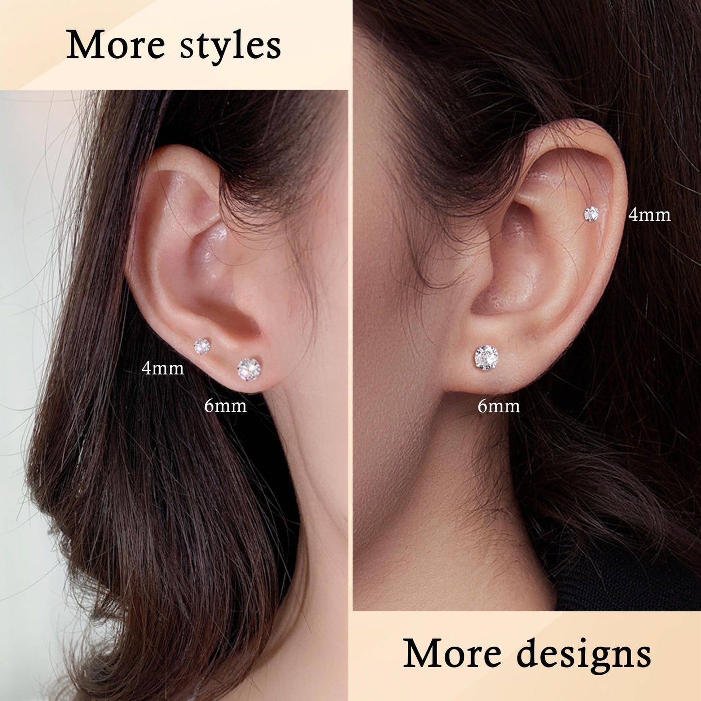 Sereney Dance Ohrringe 925 Sterling Silber Halo Stecker Hypoallergene Ohrringe für Damen, CZ 8 mm Runde Zirkonia Ohrstecker Ohrringe für Herren