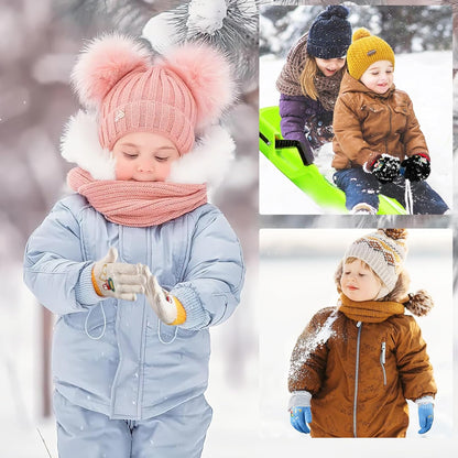 6 Paar Kleinkind Strickhandschuhe, Kinder Winter Kälteschutzhandschuhe Unisex Full Finger Stretchhandschuhe mit Bagger-Muster (Regenbogen)