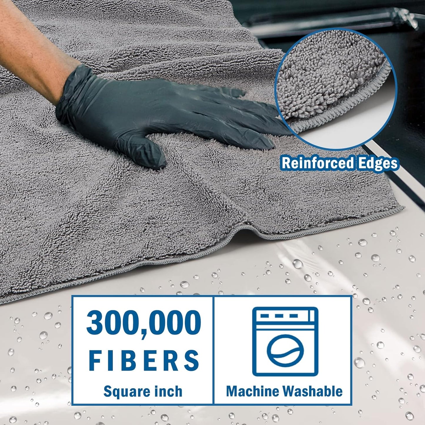 HOMEXCEL Mikrofasertuch 12er-Pack, 31,75 x 31,75 cm Mikrofasertücher für Autos, ultra-saugfähiges Autowaschtuch, fusselfreie, streifenfreie Reinigungstücher für Auto, Küche und Fenster (Grau)