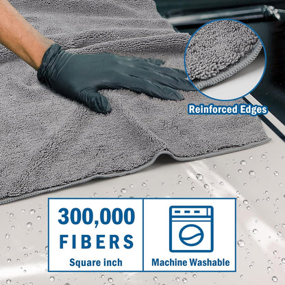 HOMEXCEL Mikrofasertuch 12er-Pack, 31,75 x 31,75 cm Mikrofasertücher für Autos, ultra-saugfähiges Autowaschtuch, fusselfreie, streifenfreie Reinigungstücher für Auto, Küche und Fenster (Grau)